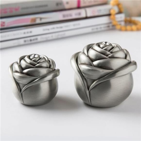 Vintage Rose Flower Style Antique Women Trinket Jewelry GiftBox Necklace Earring - Picture 6 of 7